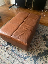Brown leather folding ottoman bed for sale