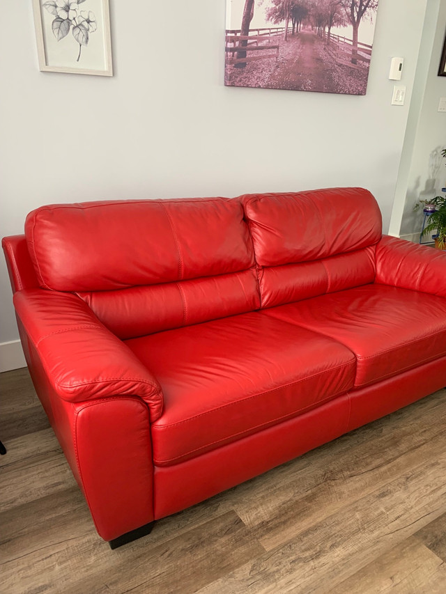 Beautiful red leather couch and love seat  in Couches & Futons in St. John's - Image 4