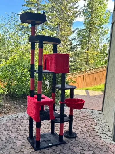 83” Extra Tall Cat Tree for Large Cats Gothic Black & Red, View more