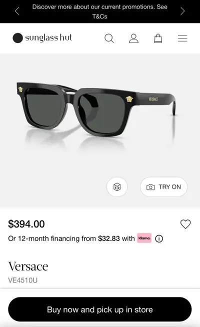 black Versace Sunglasses, View more