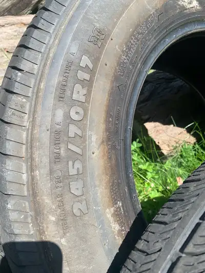 Set of 4 tires. Tread not bad. Some cracking.