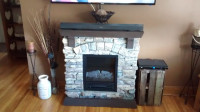 Faux stone electric fireplace