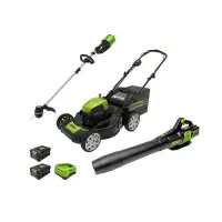 Greenworks 80v 21" Lawn Mower, Trimmer Blower Combo