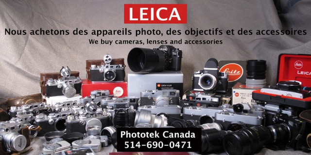 Nous achetons Appareil Canon, Nikon,  Leica, Contax, Hasselblad dans Appareils photo et caméras  à Ville de Montréal