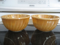 2 Vintage 1950's Fire King Peach Lustre mixing bowls