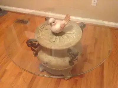 Round Coffee Table with Glass Top, View more