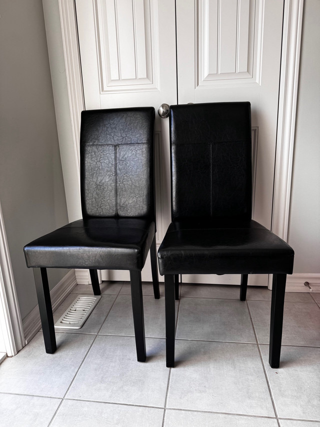 2 Black Upholstered Dining Chairs in Chairs & Recliners in Guelph