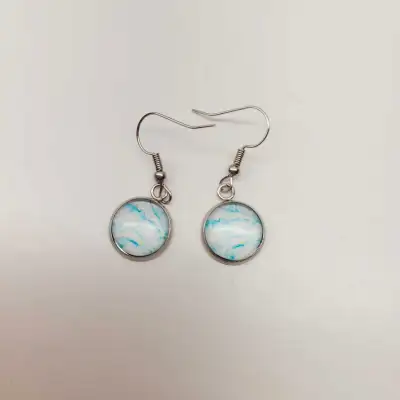 Light Blue Swirl Dangle Earrings Hypoallergenic, Nickle free Rubber backing Lilac Butterfly Jewelry,...