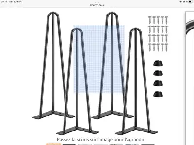 Pattes table en métal noir, View more