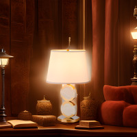 Alabaster Gold Stone Desk Lamp - For Hotels, Restaurants Bedroom