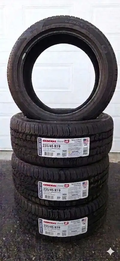 Pneus 4 saisons. 235/45R19 General Evertrek GT (Neuf) Payé 1,700$ Acheté le 12 septembre 2025.