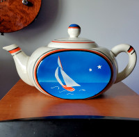 Vintage Hand Painted Japanese Sailboat Teapot