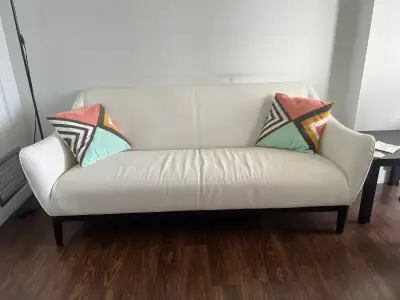 White Faux Leather Sofa, View more