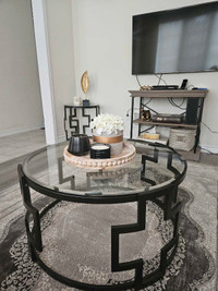 Brand new glass cofee table and side tables