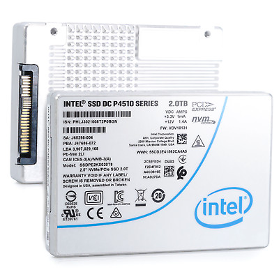 Intel 2TB P4510 2.5" DC U.2 NVMe PCIe Gen 3 Enterprise SSD in System Components in Markham / York Region