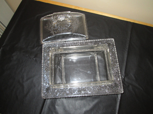 CRYSTAL BUTTER DISH W/ LID in Kitchen & Dining Wares in New Glasgow - Image 2