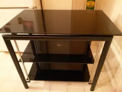 Black glass and chrome tv stand, View more