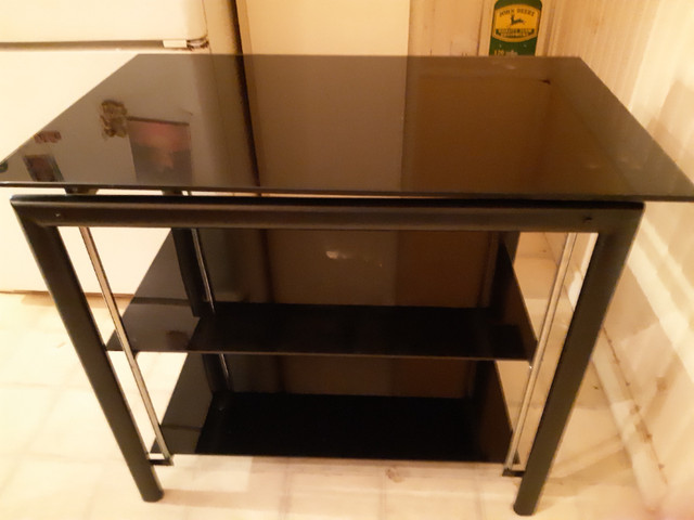 Black glass and chrome tv stand in TV Tables & Entertainment Units in Trenton - Image 2