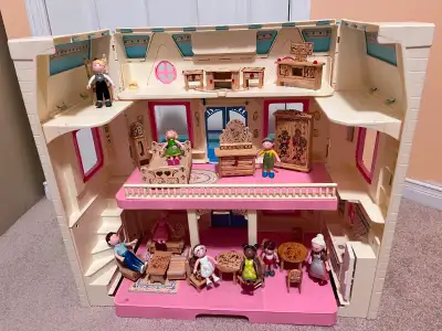 Like new condition Haba Little Friends Doll Figures, including 9 dollhouse figures. Little Friends f...