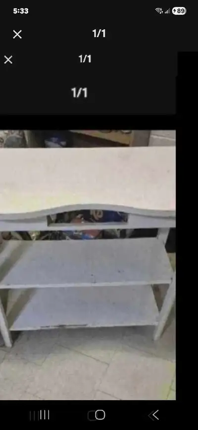 White table with shelfs, View more