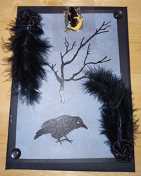 Gothic Crow Owl Greeting Cards + Jewelry Pin Sets