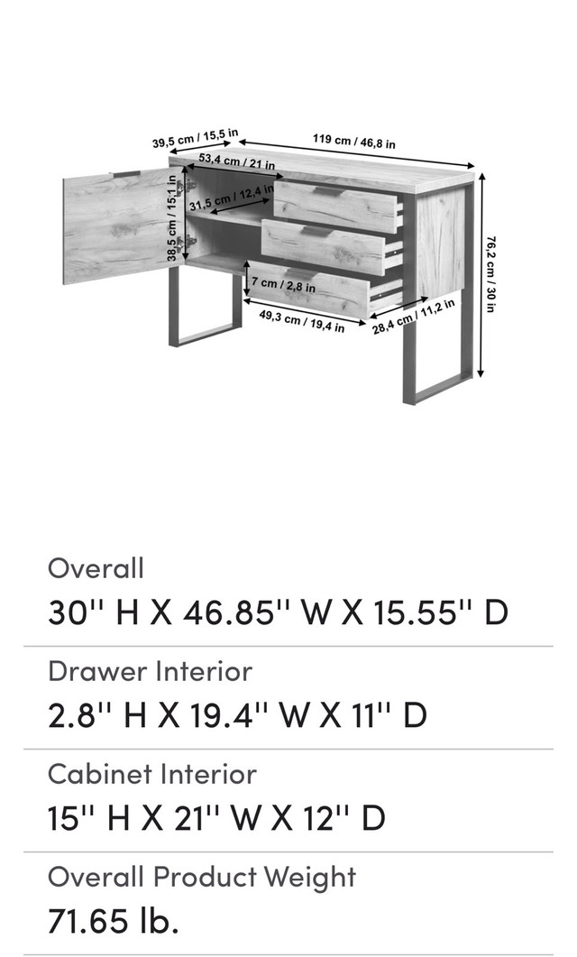 Sideboard/desk in Hutches & Display Cabinets in Grande Prairie - Image 2