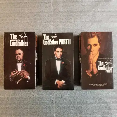 Factory Sealed Original 70s-80s Part One,Two And Three GODFATHER VHS HIFI Tapes