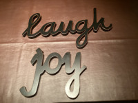 “Laugh” and “Joy” decorative wall pieces