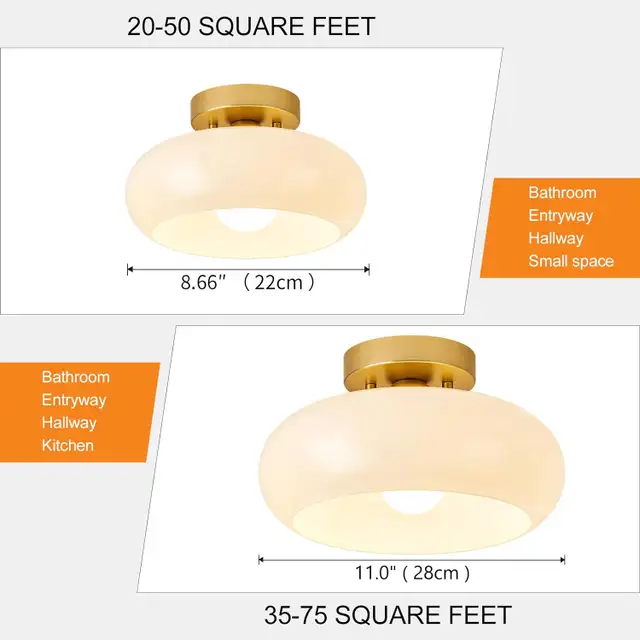 Modern Gold Semi Flush Mount Ceiling Light BNIB63235093049091123