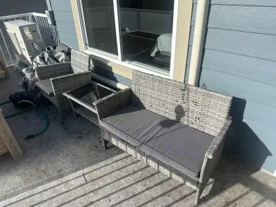 Small out door furniture with half umbrella perfect for condos, View more
