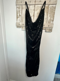 Long black sequin dress (s)