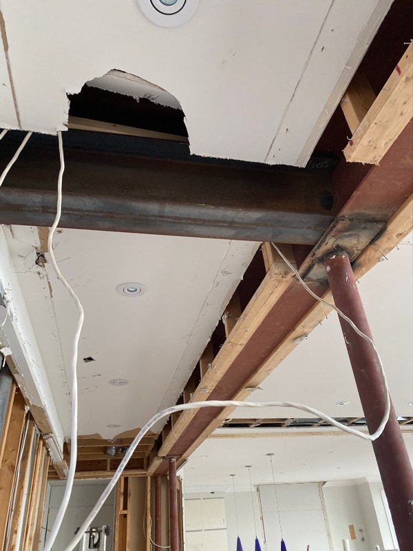 Load bearing walls removed open concept vaulted ceilings framing