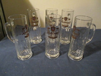 SET OF 6 VINTAGE RADEBERGER PILSNER BEER GLASSES-6 1/2" TALL!