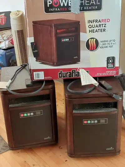 Selling 2 Infrared Quartz heaters(1500 watts),..heats up to 1000 sq ft each...purchased at Costco fo...