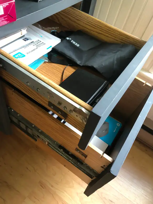 Grey Office Desk with Drawers in Desks in Edmundston - Image 3