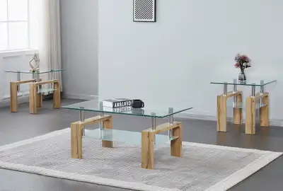 3-Piece Scandinavian / Contemporary Coffee Table Set., View more