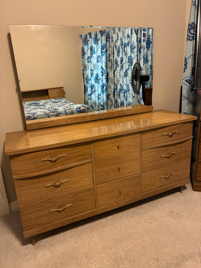 Vintage Double Sized Bedroom Set, originally purchased in 1964. - 9 Drawer Dresser w/Mirror 60" wide...