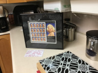 Marilyn Monroe Framed Picture With Stamps &  Bronze Sculpture