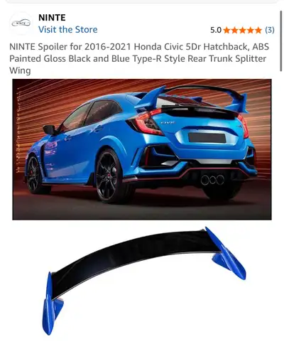 NINTE Spoiler Honda Civic Type R, View more