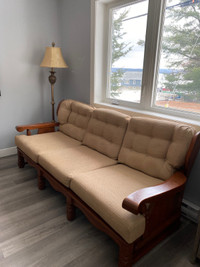 Couch and 2 Chairs, Solid Wood