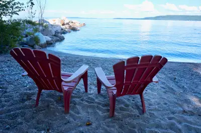 Georgian Bay sand beach crystal clear water swimming, View more
