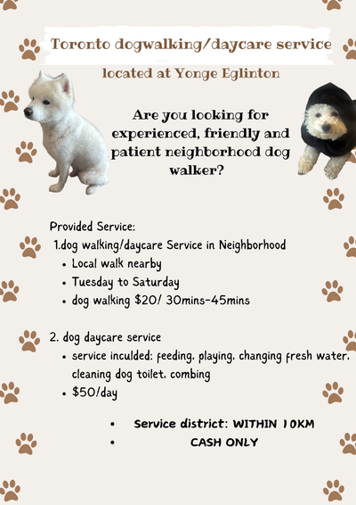 Dog Walking /Feeding/Daycare (Yonge Eglintion), View more