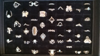 47 Assorted Silvery Finger or Toe Rings w/Case