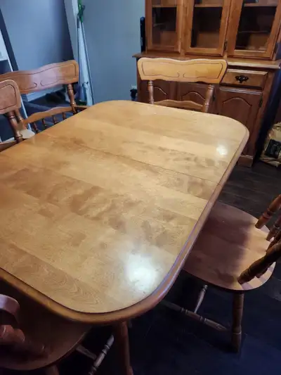 Dining room table, 5 chairs, buffet and hutch, View more