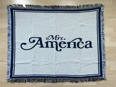 *RARE* NEW MRS. AMERICA (FX) BLANKET WHITE & BLUE 100% COTTON, View more