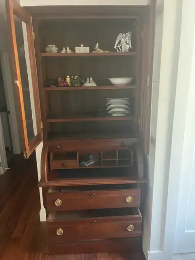Wooden Roll Top Secretary Desk with Hutch, View more