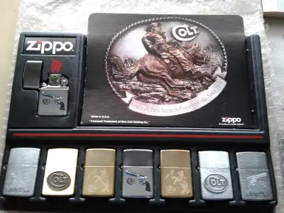 ZIPPO Lighters 1998 Retailer Display Colt Firearms Edition New Estimated value $250. per lighter, pl...