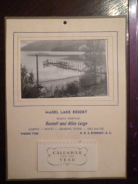 Mabel Lake Resort - Enderby BC - vintage calendars x 5 1954-1958