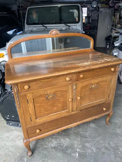 Antique Sideboard with Mirror, View more