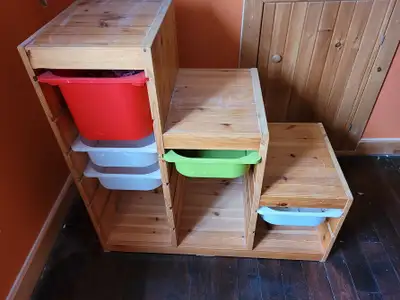 Ikea Trofast Pine storage unit. They still sell this for $140. This is in good condition, but only i...